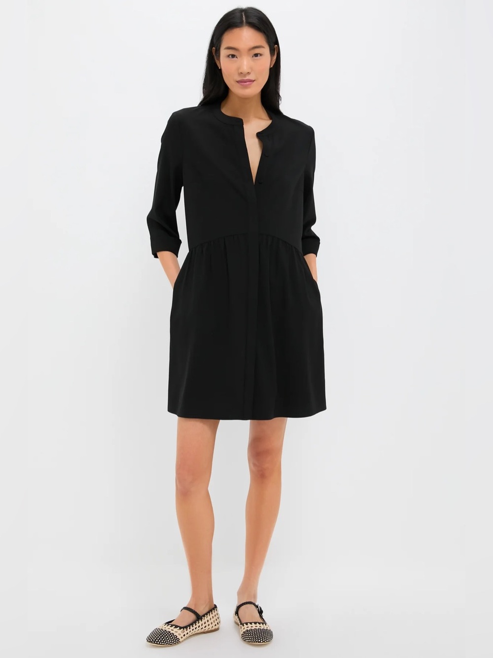 Tuckernuck black stretch crepe royal shirt dress